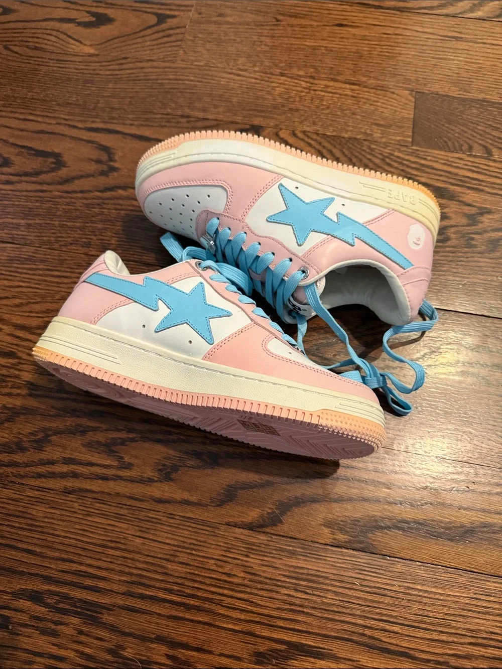 Bape Kids Pink & Light Blue Low-Top Sneakers